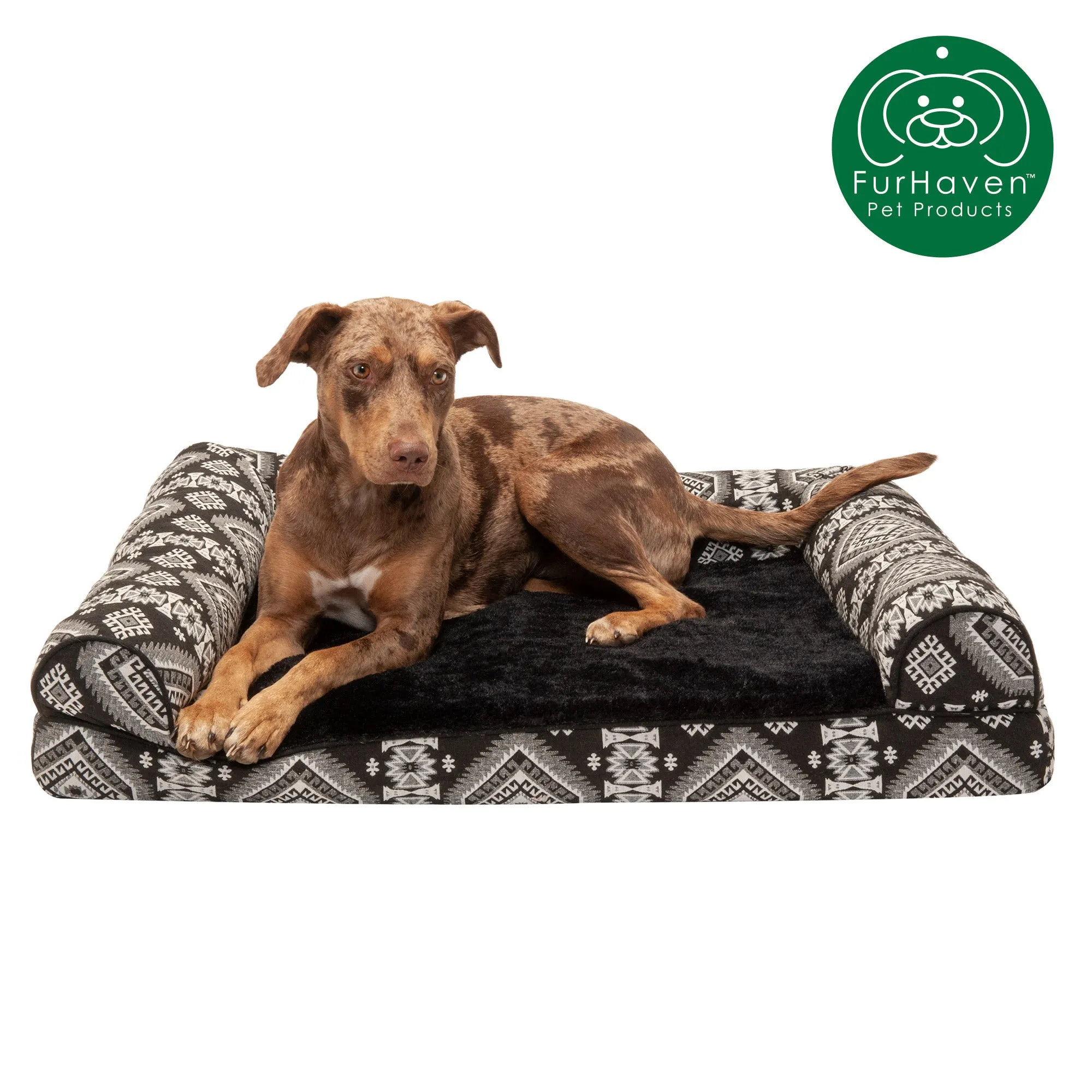 Memory Foam Southwest Kilim Sofa-Style Couch Pet Bed