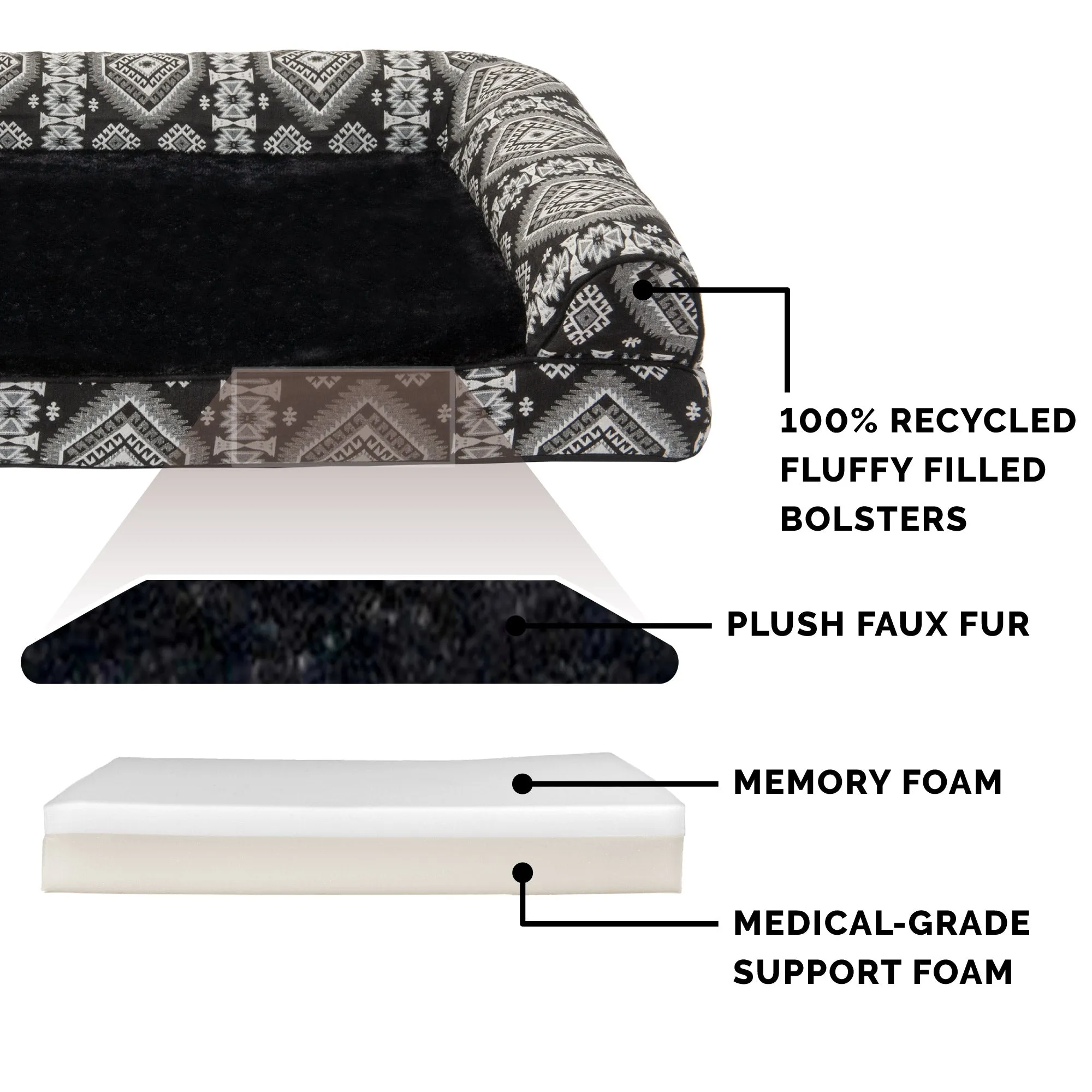 Memory Foam Southwest Kilim Sofa-Style Couch Pet Bed