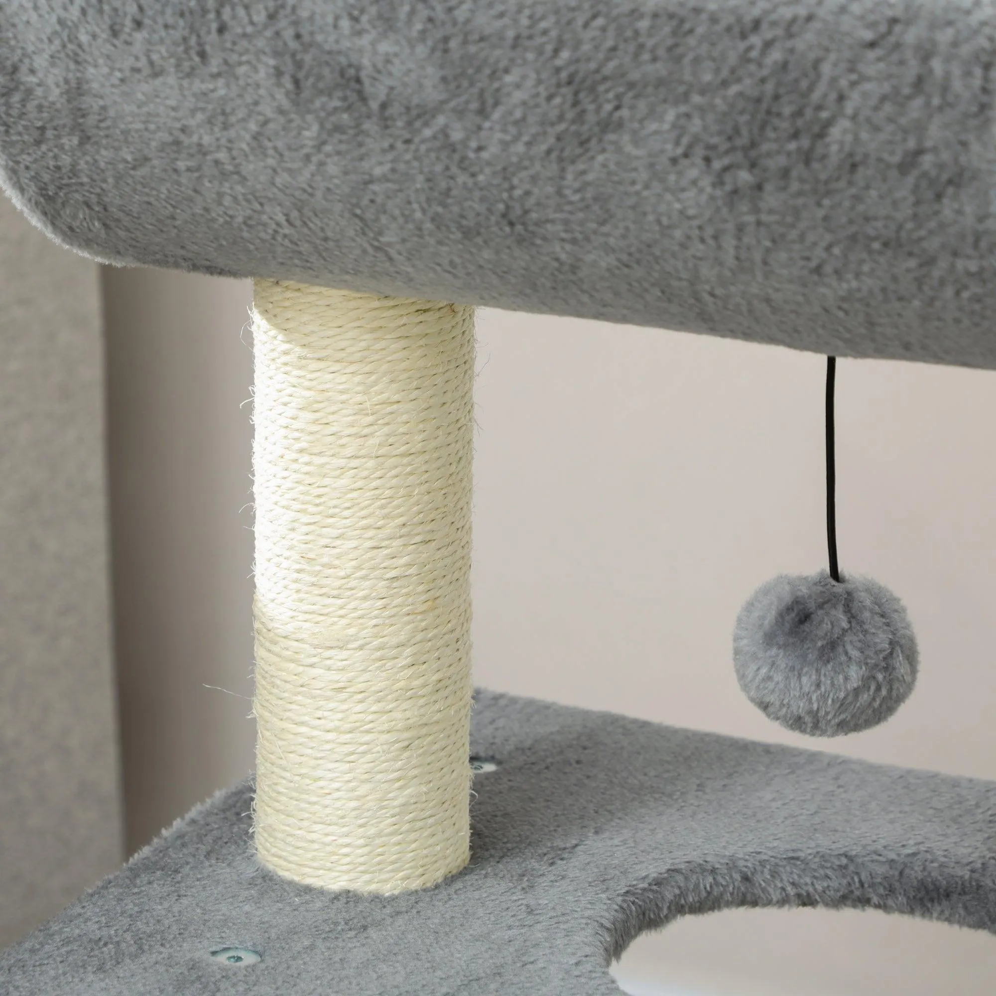 Multi-Level Cat Tree Tower w/ Bed, Perch, Toy Ball, 76cm - Grey