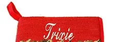 Needlepoint Navy Fish Christmas Stocking with Bow for Cats