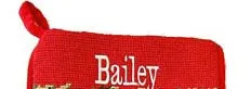 Needlepoint Navy Fish Christmas Stocking with Bow for Cats
