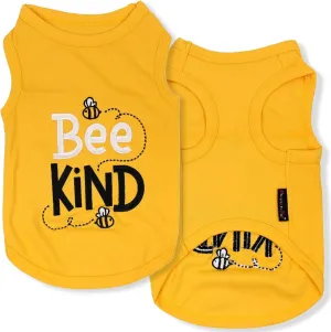 Parisian Pet Dog Tshirt - Embroidered Bee Kind Dogs Clothes - Lightweight Dog Tank Top - 100% Cotton, Sleeveless Doggy Tee Shirts - Machine Washable Shirts for Small Dogs - S