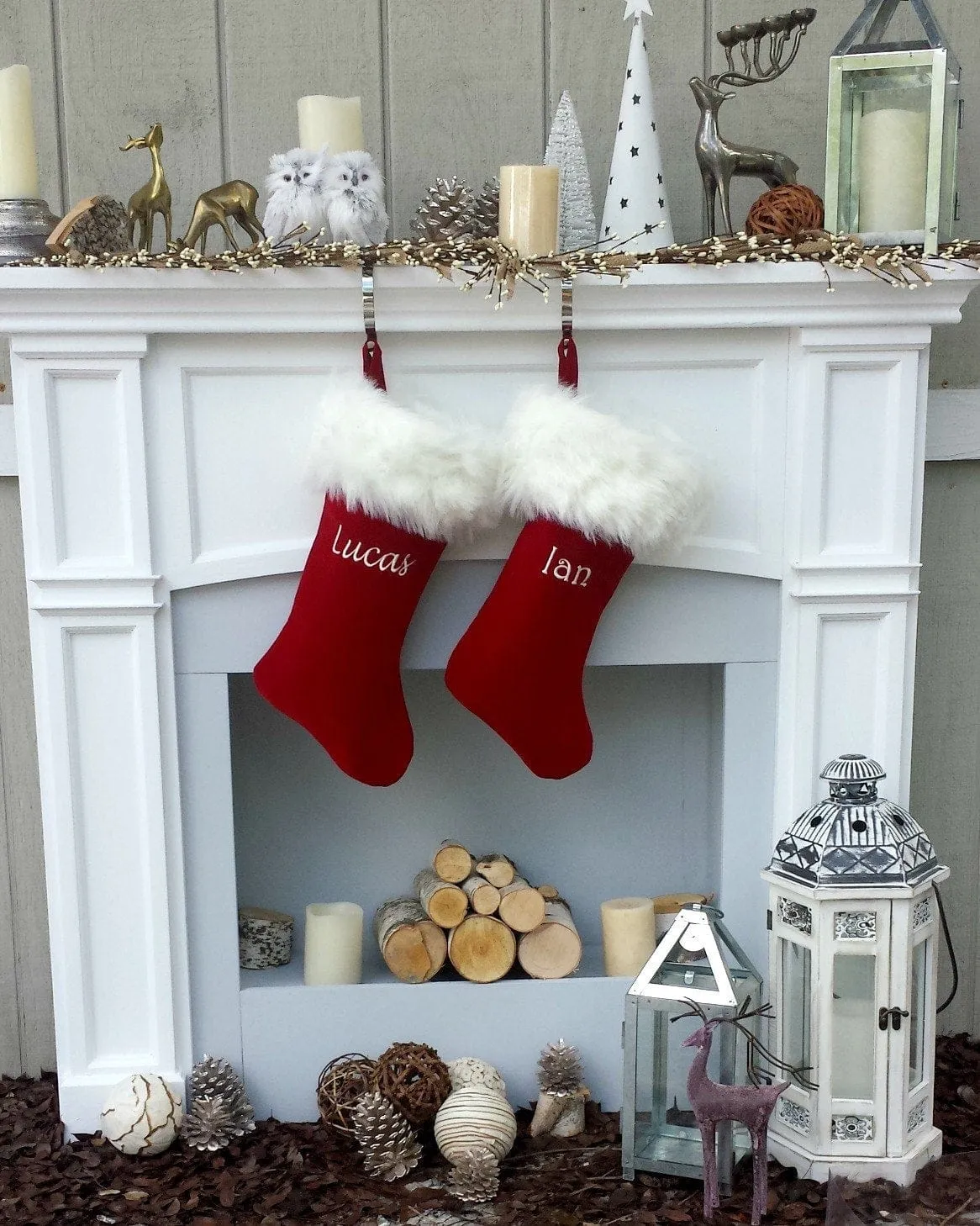 Personalized Christmas Stockings Velvet 19"  Luxury Faux Fox Fur Cuff Christmas Stocking Embroidered - Private Listing