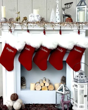 Personalized Christmas Stockings Velvet 19"  Luxury Faux Fox Fur Cuff Christmas Stocking Embroidered - Private Listing