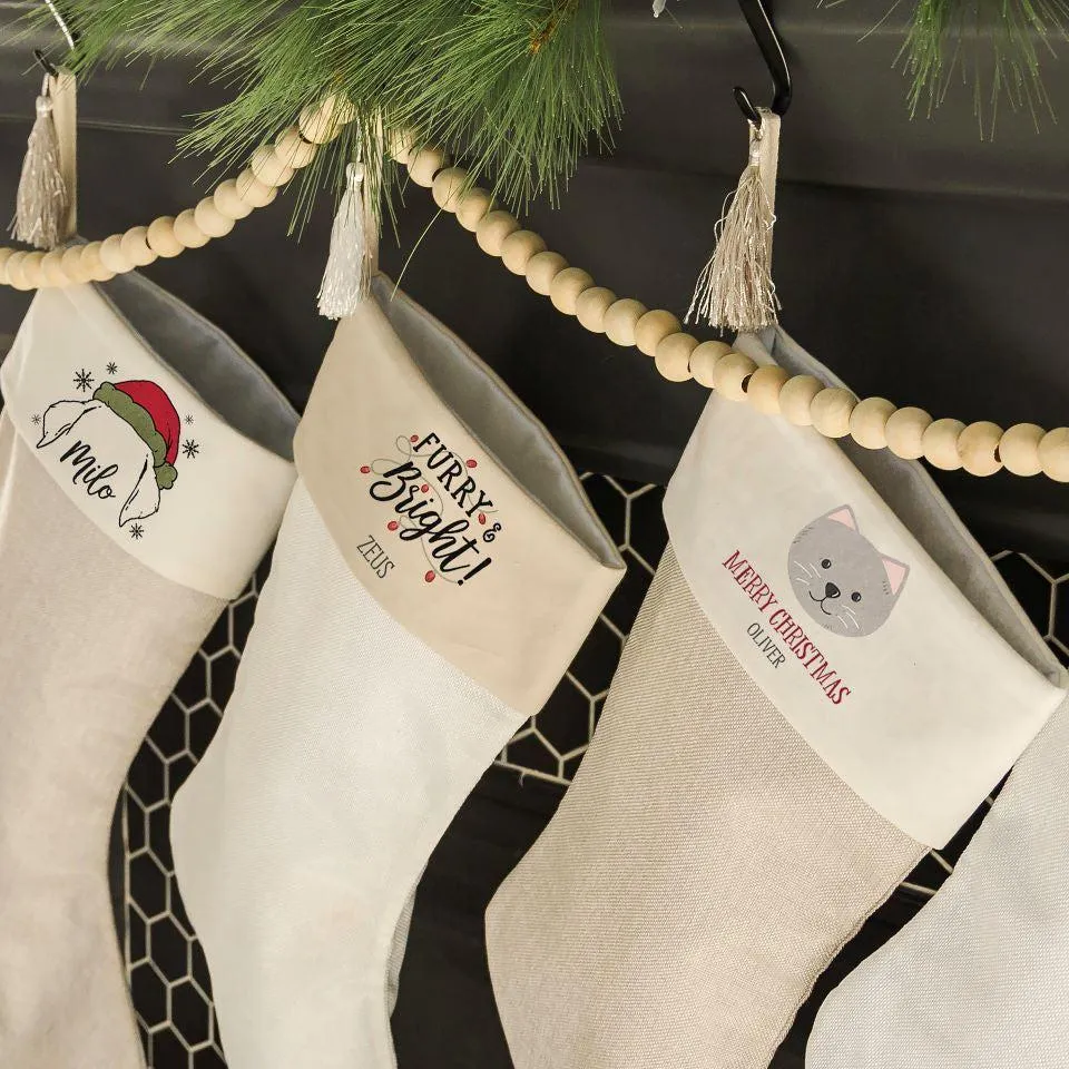 Personalized Cotton Pet Stockings with Tassel