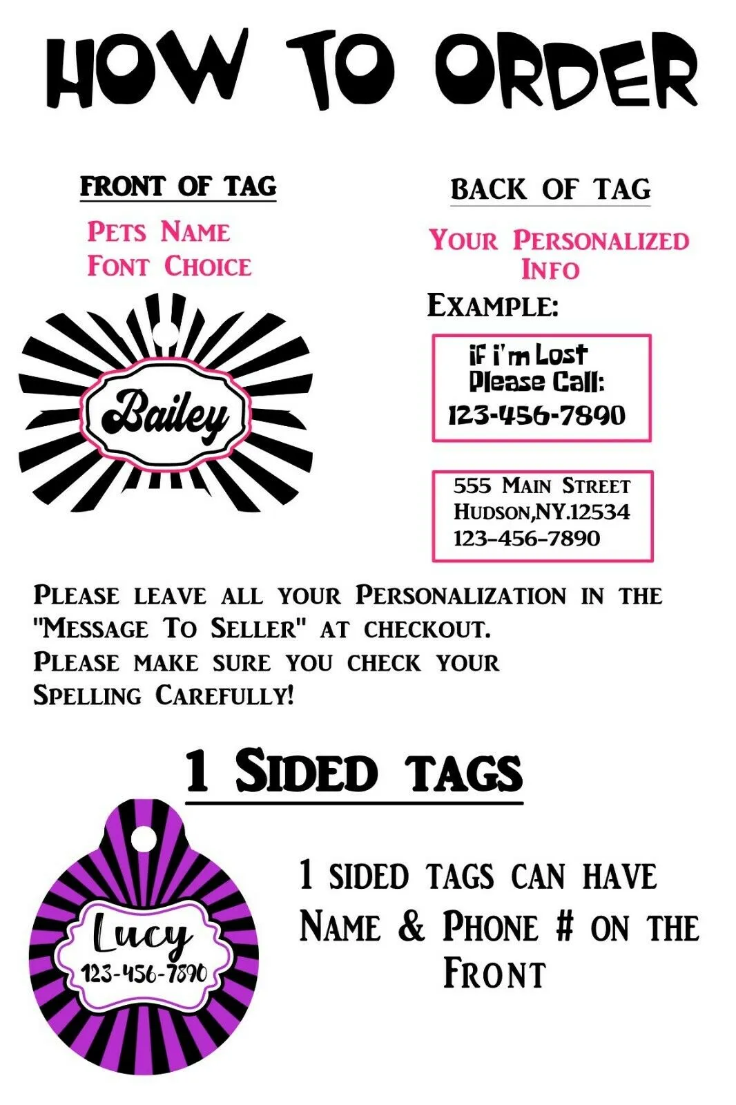 Pet ID Tag Care Bears Personalized Custom Double Sided Pet Tag w/name & number Petcollarshandmade