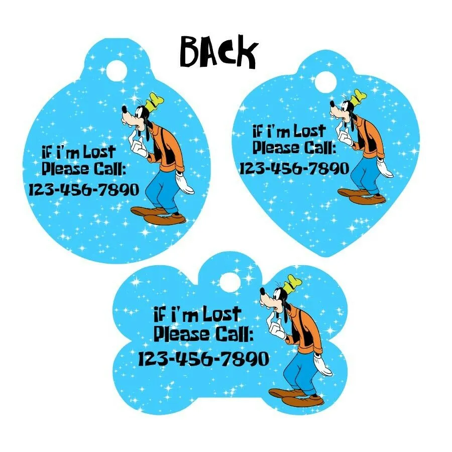 Pet ID Tag GOOFY Personalized Custom Double Sided Pet Tag w/name/number Petcollarshandmade