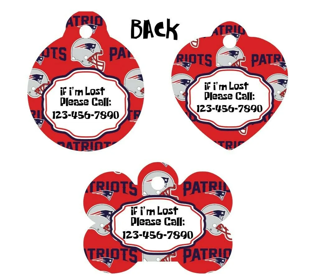 Pet ID Tag New England Patriots NFL Personalized Custom Double Sided Pet Tag Petcollarshandmade