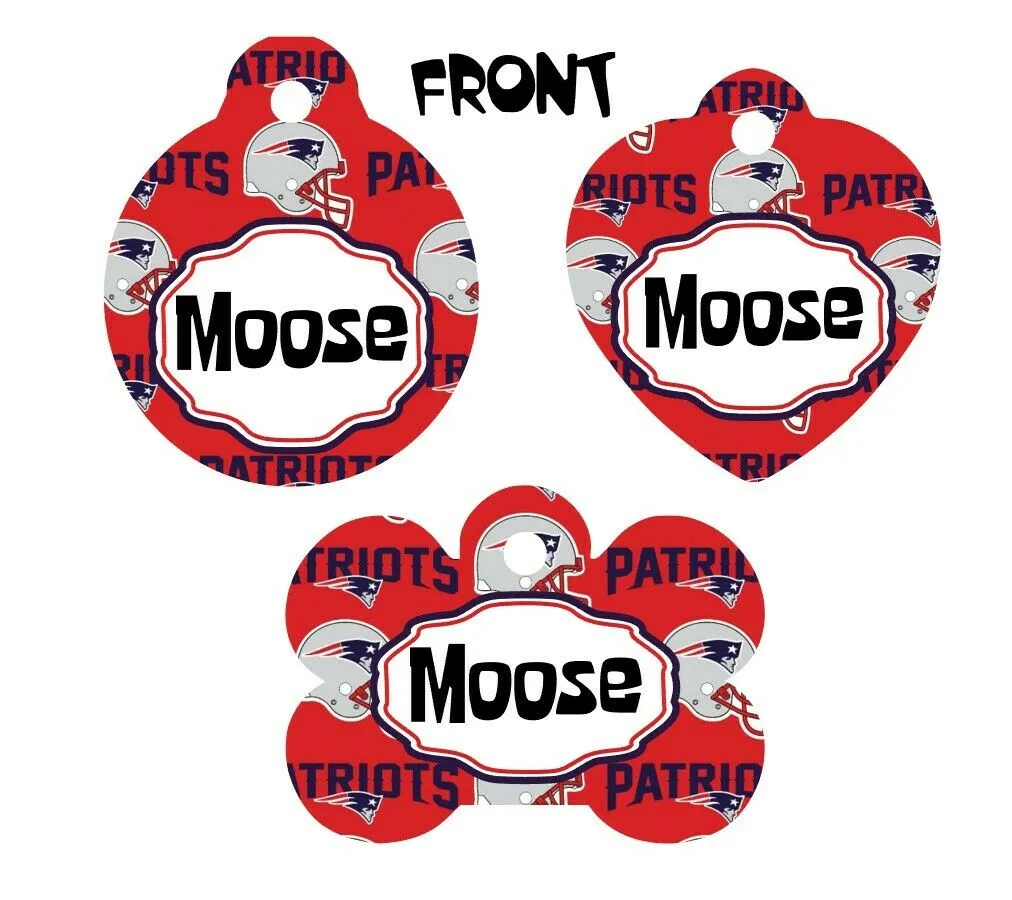 Pet ID Tag New England Patriots NFL Personalized Custom Double Sided Pet Tag Petcollarshandmade