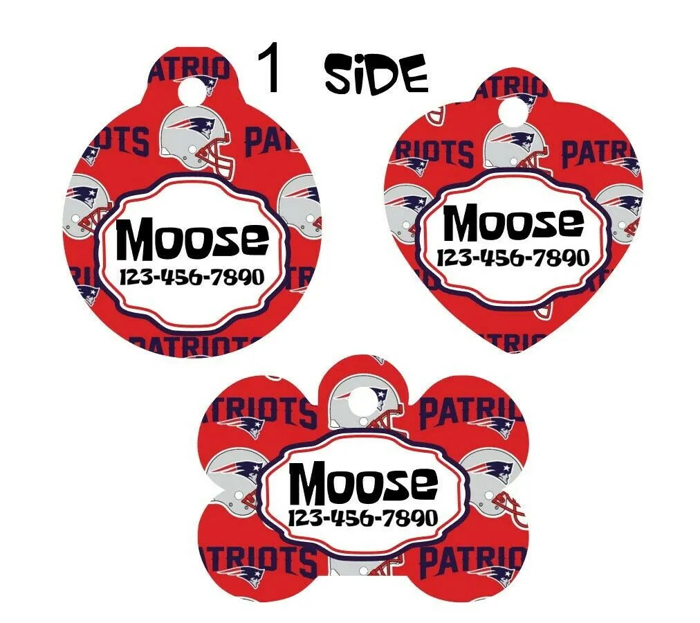 Pet ID Tag New England Patriots NFL Personalized Custom Double Sided Pet Tag Petcollarshandmade