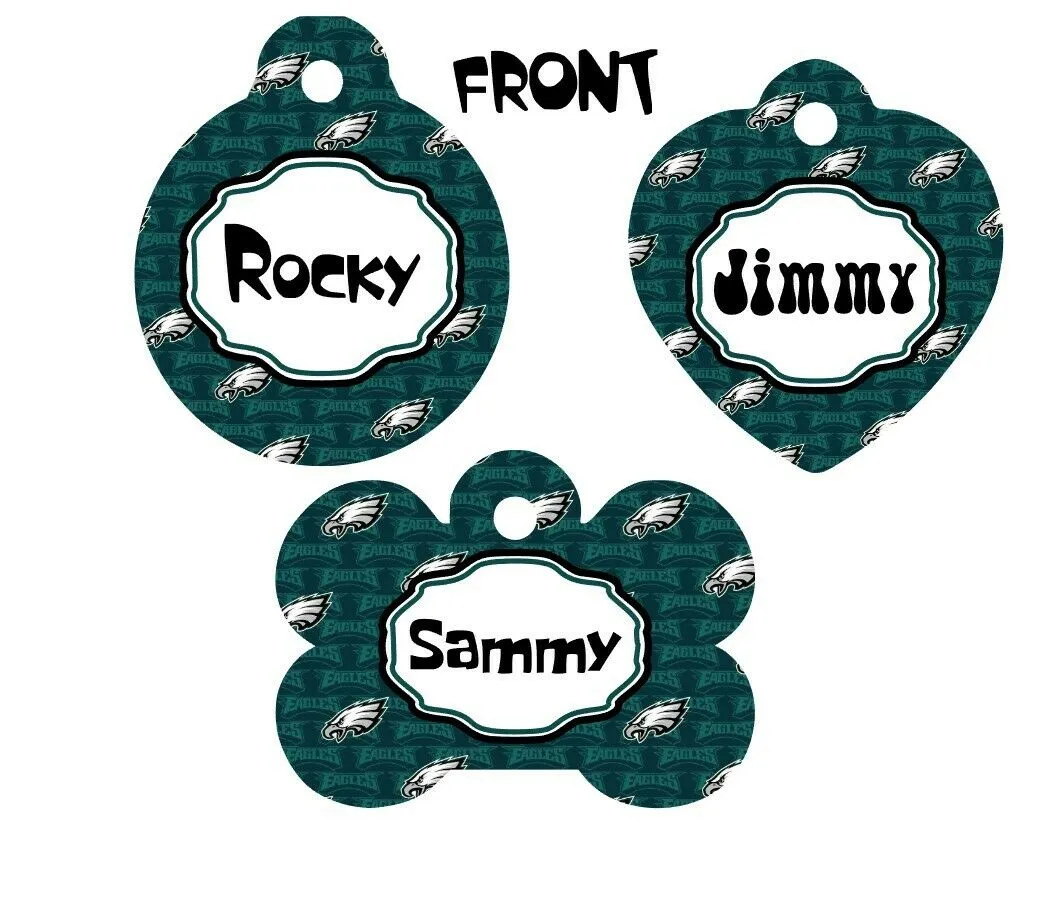 Pet ID Tag Phila Eagles NFL Personalized Custom Double Sided Pet Tag w/name Petcollarshandmade