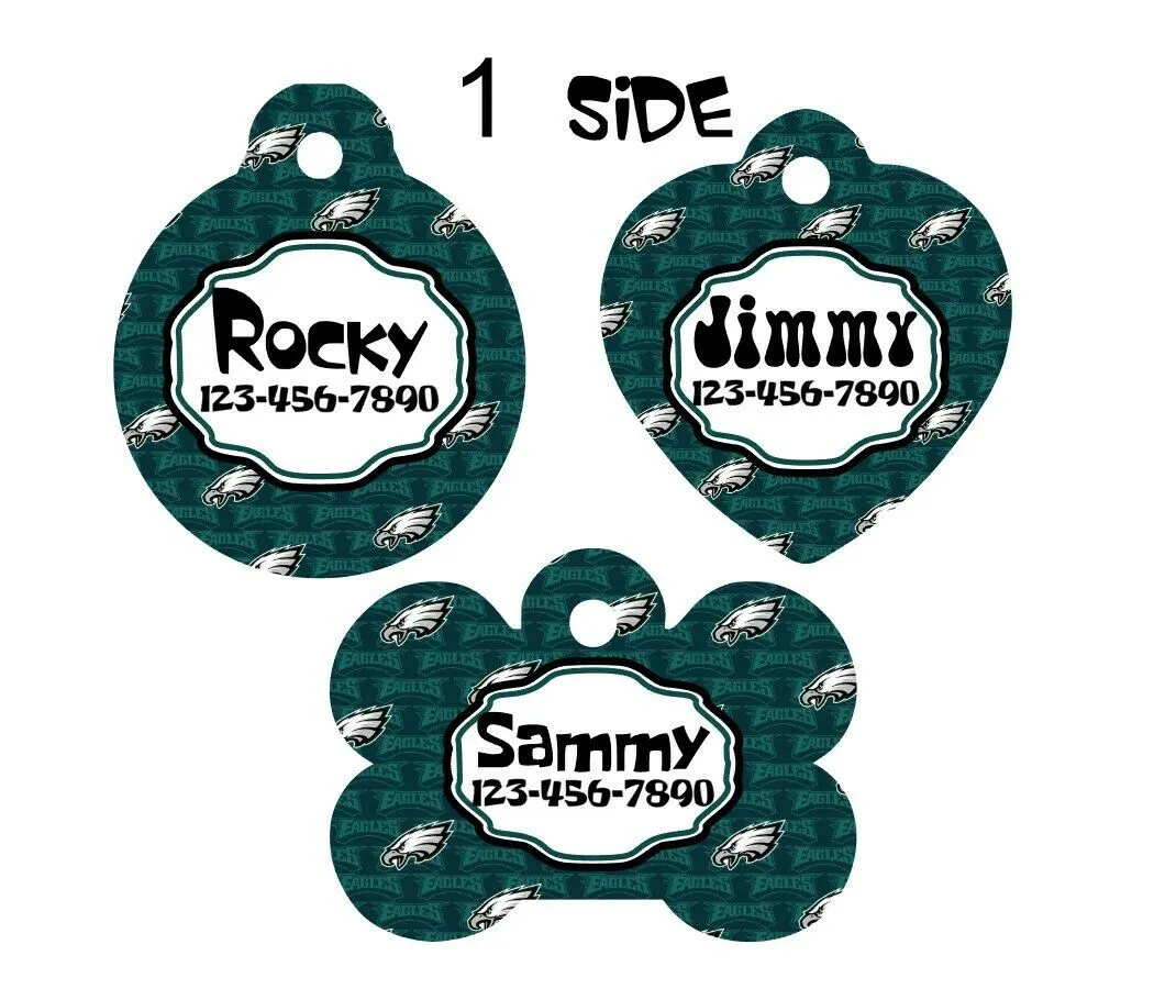 Pet ID Tag Phila Eagles NFL Personalized Custom Double Sided Pet Tag w/name Petcollarshandmade