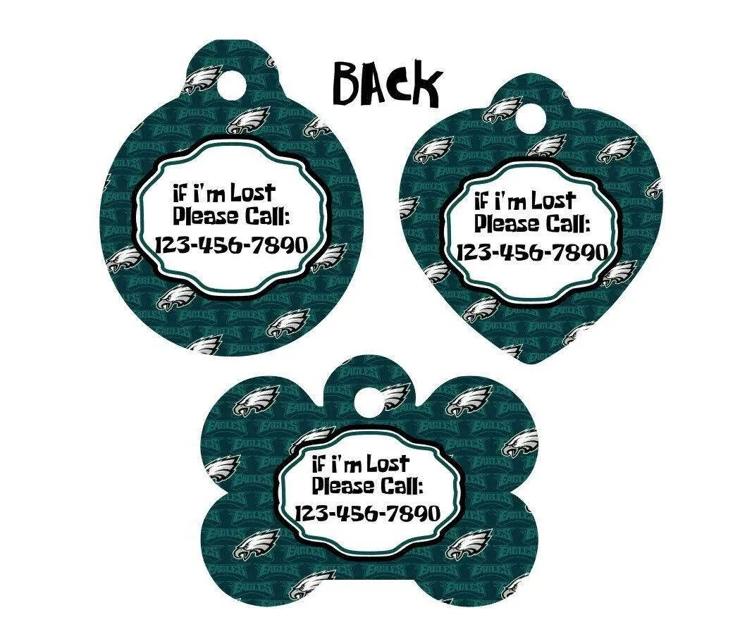 Pet ID Tag Phila Eagles NFL Personalized Custom Double Sided Pet Tag w/name Petcollarshandmade