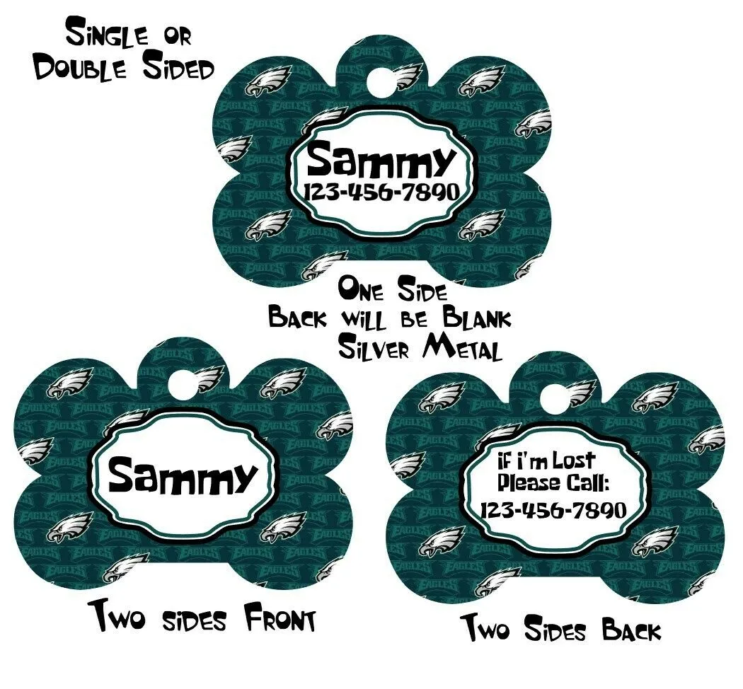 Pet ID Tag Phila Eagles NFL Personalized Custom Double Sided Pet Tag w/name Petcollarshandmade