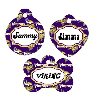 Pet ID Tag Vikings NFL Personalized Custom Double Sided Pet Tag w/name & number Petcollarshandmade