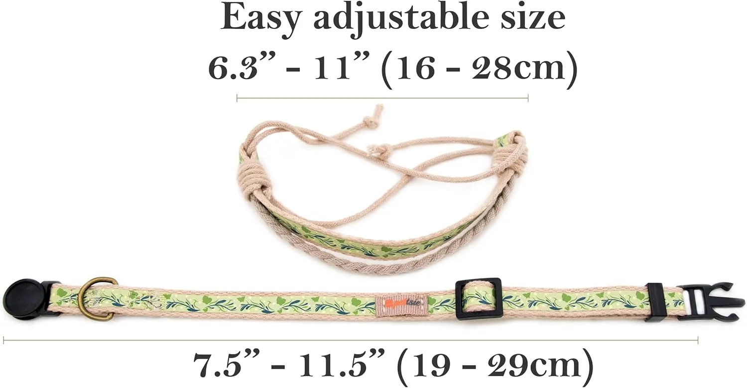 Pettsie Breakaway Cat Collar & Matching Friendship Bracelet  Adjustable, Soft Cotton Collar for Cats, Quick-Release Safety Buckle, Lightweight, Stylish, Designed for Cat Lovers, Green