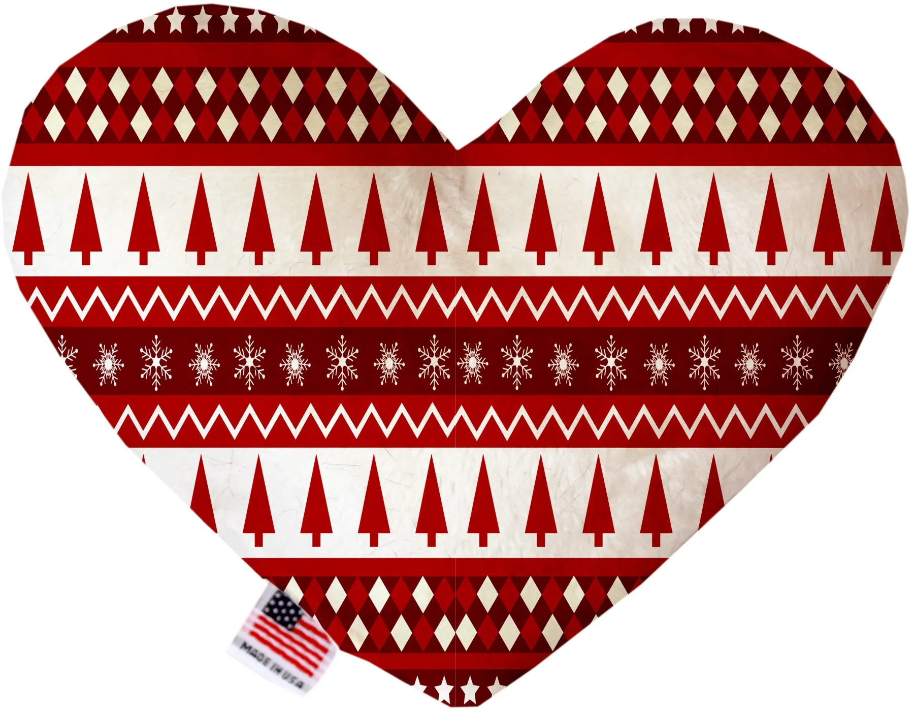 Red Classic Christmas 6 Inch Canvas Heart Dog Toy