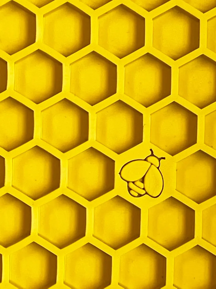 Small Pink Flower Power & Small Yellow Honeycomb eMat Lick Mat Bundle