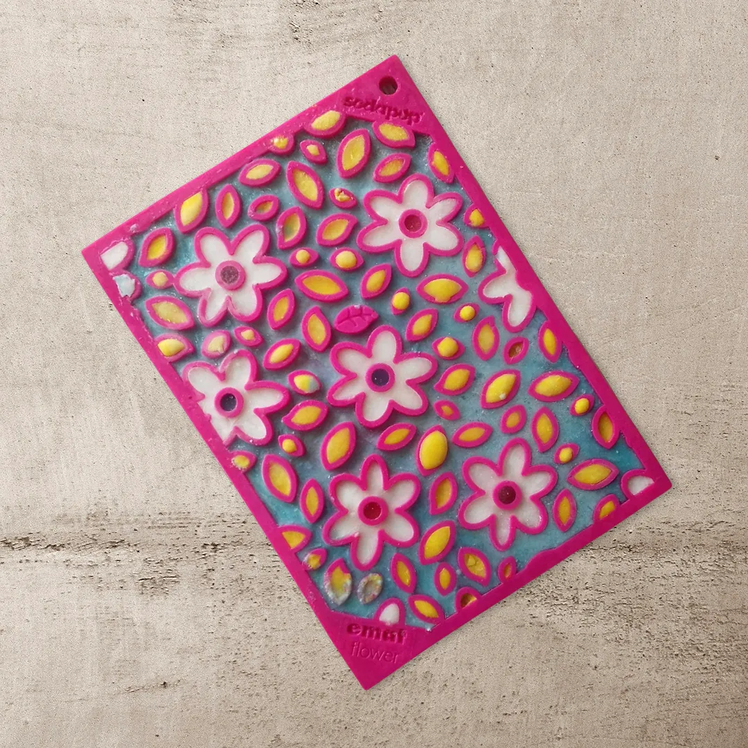 Small Pink Flower Power & Small Yellow Honeycomb eMat Lick Mat Bundle