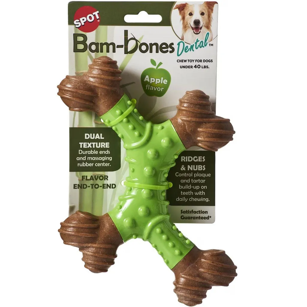 Spot Bam-Bones Dental X-Bone Apple Flavor Dog Chew Toy