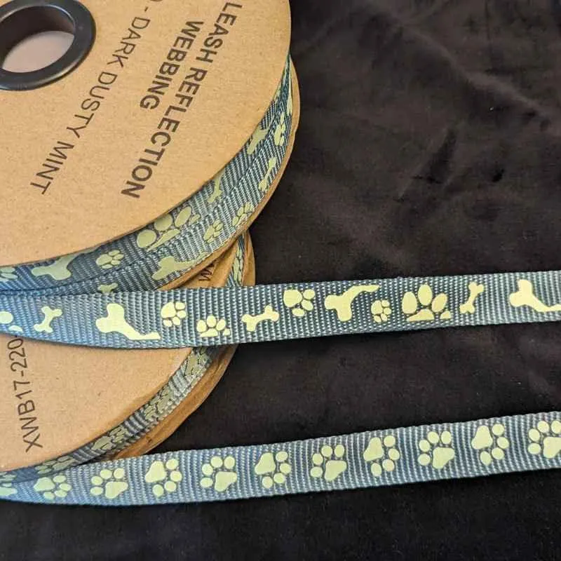 Sturdy Nylon Webbing, Glow in the Dark, Dark Dusty Mint