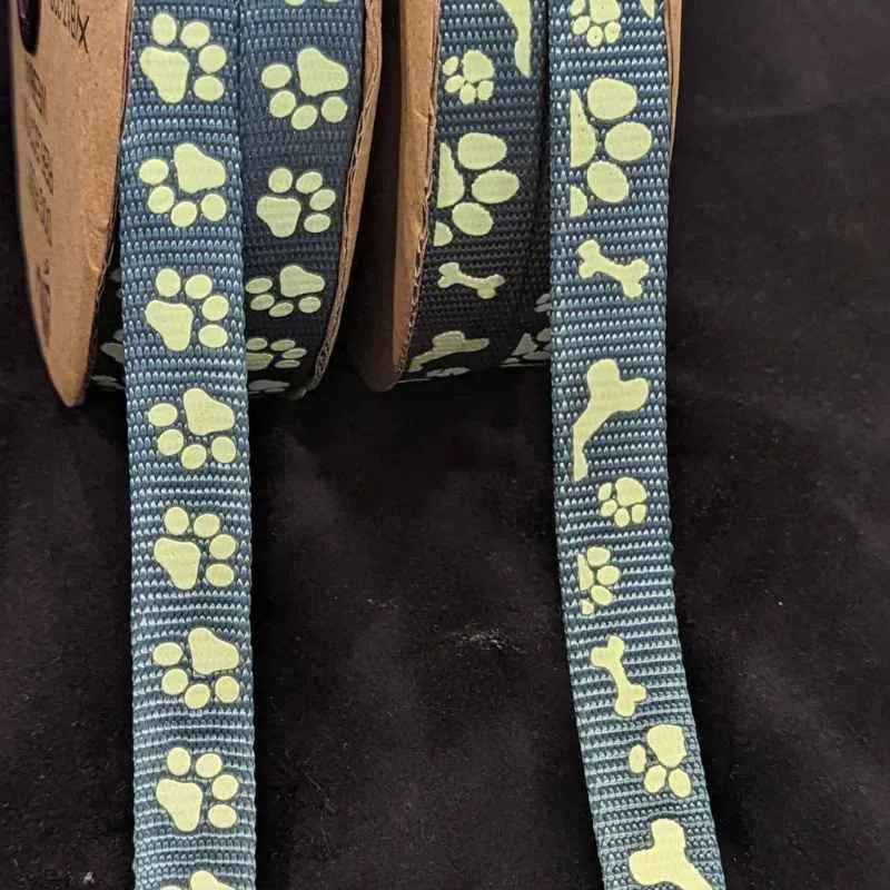 Sturdy Nylon Webbing, Glow in the Dark, Dark Dusty Mint
