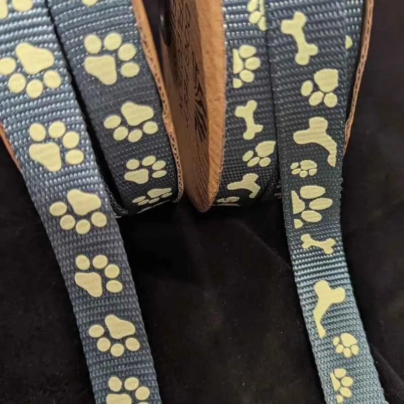 Sturdy Nylon Webbing, Glow in the Dark, Dark Dusty Mint