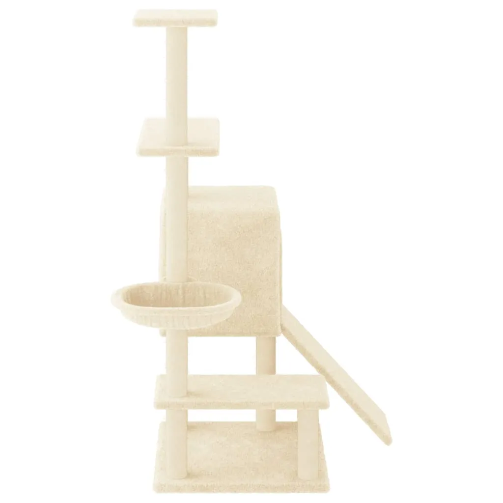 vidaXL Cat Tree with Sisal Scratching Posts Cream 130.5 cm