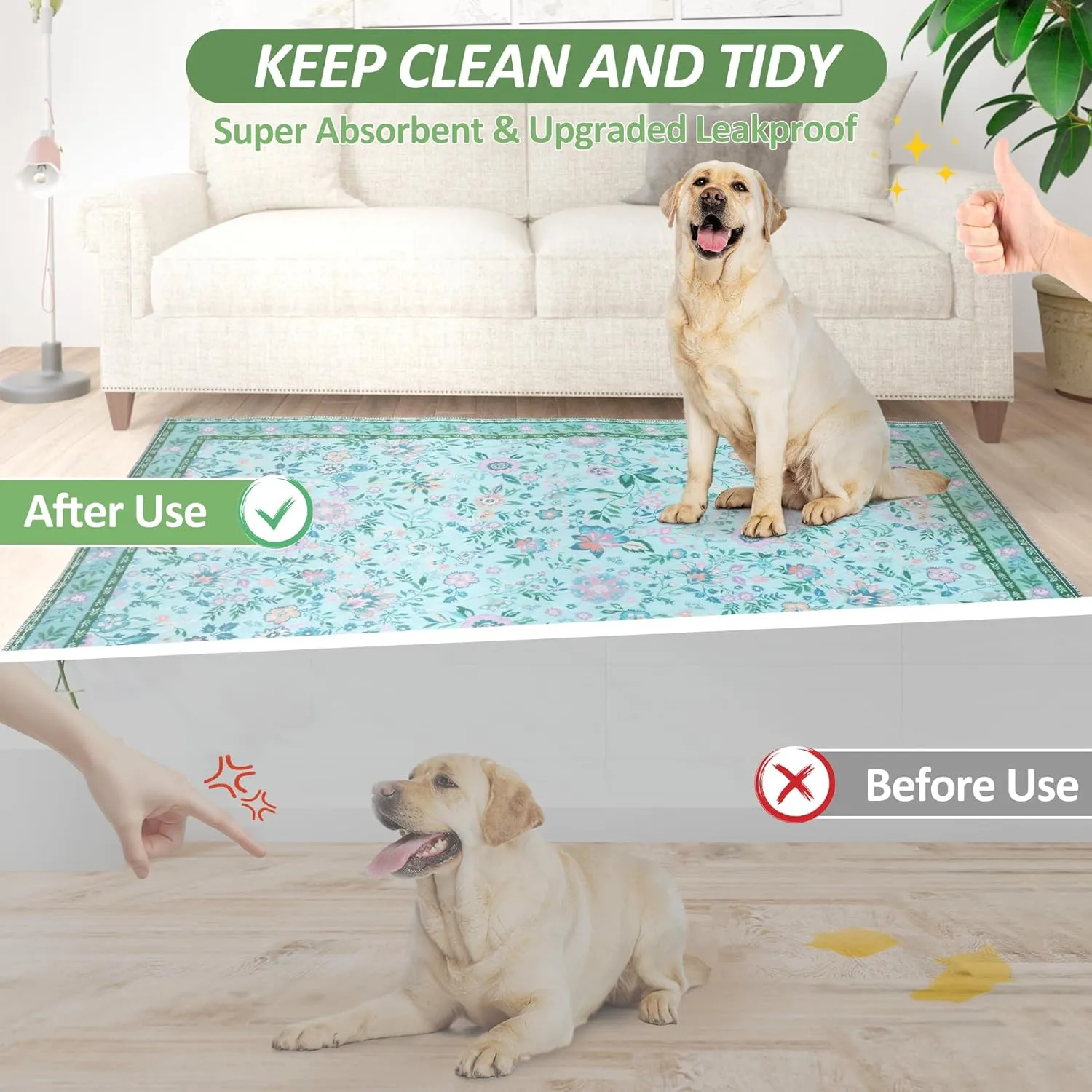 Washable Pee Pads for Dogs, 2Pack Reusable Puppy Pads Dog Potty Training Pads, Waterproof Dog Pee Pads Mat , Whelping Pad, Non-Slip Protects Against Urine Leakage,31"x 36"