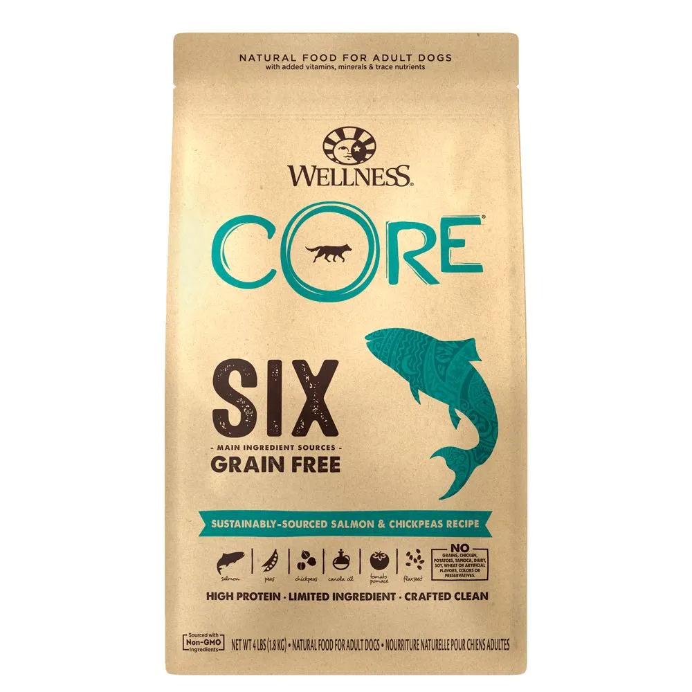 Wellness Core Six Sustainably-Sourced Salmon & Chickpeas Grain Free Dry Dog Food 22lb