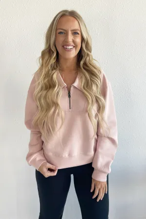 Wide Collar Half Zip Oversized Sweatshirt